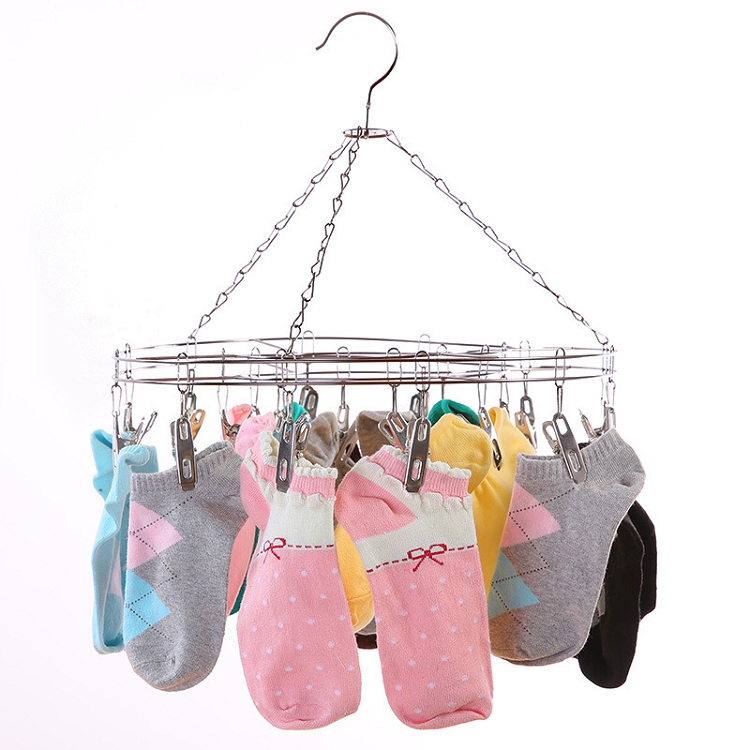 20 clip stainless steel air drying hanger household flat mouth windproof clip baby children clothes drying rack wholesale